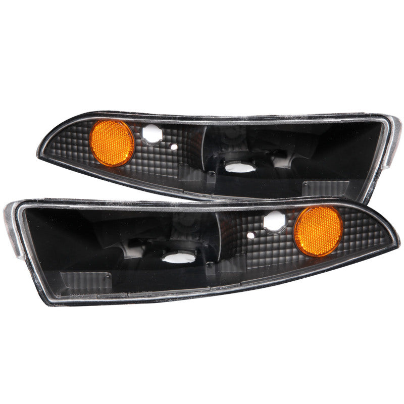 ANZO 1993-2002 Chevrolet Camaro Euro Parking Lights Black w/ Amber Reflector - 0