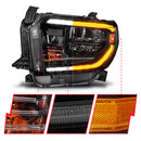 ANZO 2014-2017 Toyota Tundra LED Crystal Headlights w/ Switchback Black Housing w/ DRL-5