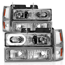 ANZO 88-98 Chevrolet C1500 Crystal Headlights Chrome Housing w/ Signal and Side Marker Lights-6