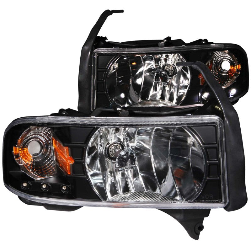 ANZO 1994-2001 Dodge Ram Crystal Headlights Black w/ LED - 0