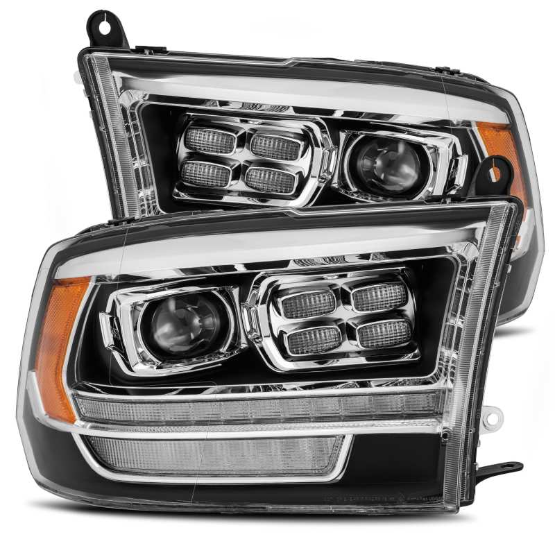 AlphaRex 09-18 Dodge Ram 1500HD PRO-Series Proj Headlight Plnk Style Blk w/Chrm Acc w/Seq Signal/DRL - 0