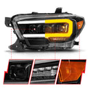 ANZO 16-22 Toyota Tacoma LED Projector Headlights w/ Light Bar Sequential Black Housing w/Initiation-7