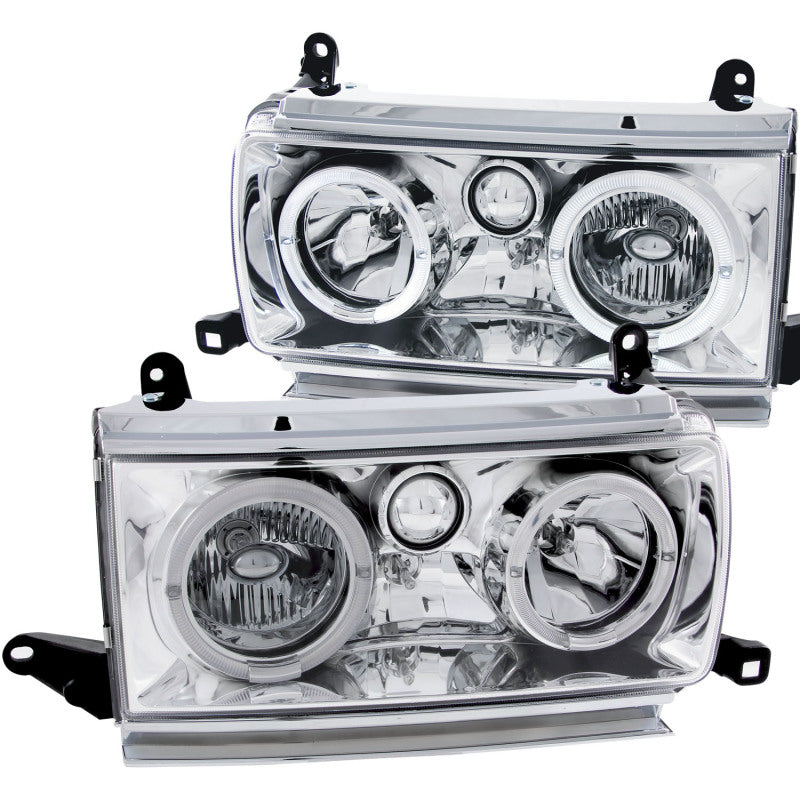 ANZO 1991-1994 Toyota Land Cruiser Crystal Headlights w/ Halo Chrome - 0