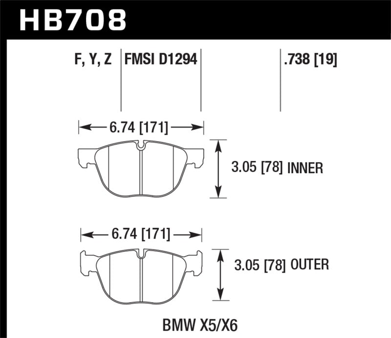 Hawk 07-08 BMW X5 3.0si/4.8i / 09-13 X5 Xdrive / 08-13 X6 Xdrive Perf Ceramic Frt Street Brake Pads - 0