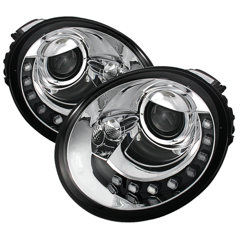 Spyder Volkswagen Beetle 1998-2005 Projector Headlights DRL Chrome PRO-YD-VB98-DRL-C - 0