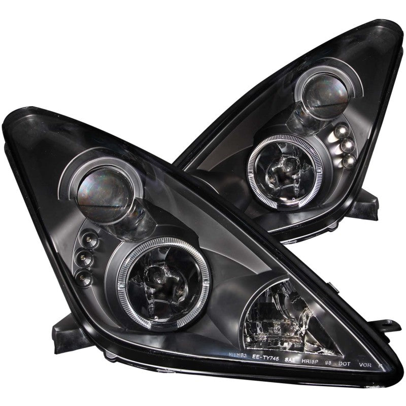 ANZO 2000-2005 Toyota Celica Projector Headlights w/ Halo Black - 0