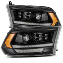 AlphaRex 09-18 Dodge Ram 2500HD LUXX LED Proj Headlights Plank Style Black w/Seq Signal/Smoked DRL-1