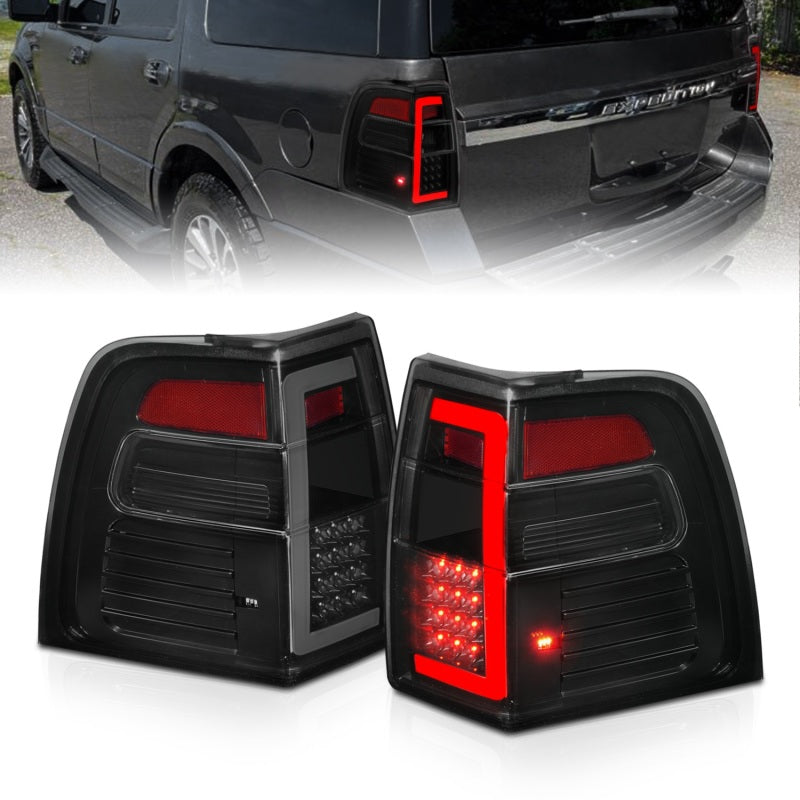 ANZO 07-17 Ford Expedition LED Taillights w/ Light Bar Black Housing Smoke Lens - 0