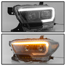 xTune Toyota Tacoma 16-18 DRL Light Bar Projector Headlights - Black PRO-JH-TTA16-LBDRL-BK-18