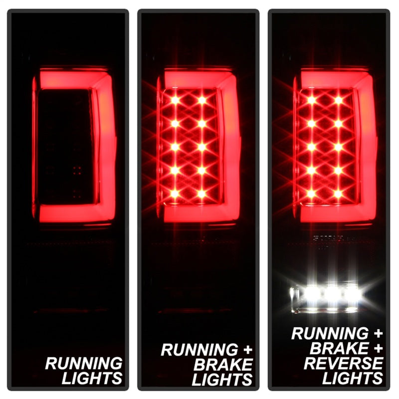 Spyder 04-08 Ford F-150 Projector Tail Lights - Light Bar DRL LED - Black ALT-YD-FF15004V2-LBLED-BK - 0