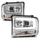 ANZO 99-04 Ford F250/F350/F450/Excursion (excl 99) Projector Headlights - w/Light Bar Chrome Housing-6