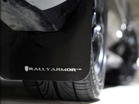 Rally Armor 08-10 Subaru WRX / 08-11 Impreza 2.5i (Hatch/Sedan) Black UR Mud Flap w/White Logo - 0
