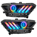 Oracle 15-17 Ford Mustang Dynamic RGB+A Pre-Assembled Headlights - Black Edition - ColorSHIFT-2