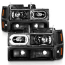 ANZO 88-98 Chevrolet C1500 Crystal Headlights Black Housing w/ Signal and Side Marker Lights-12