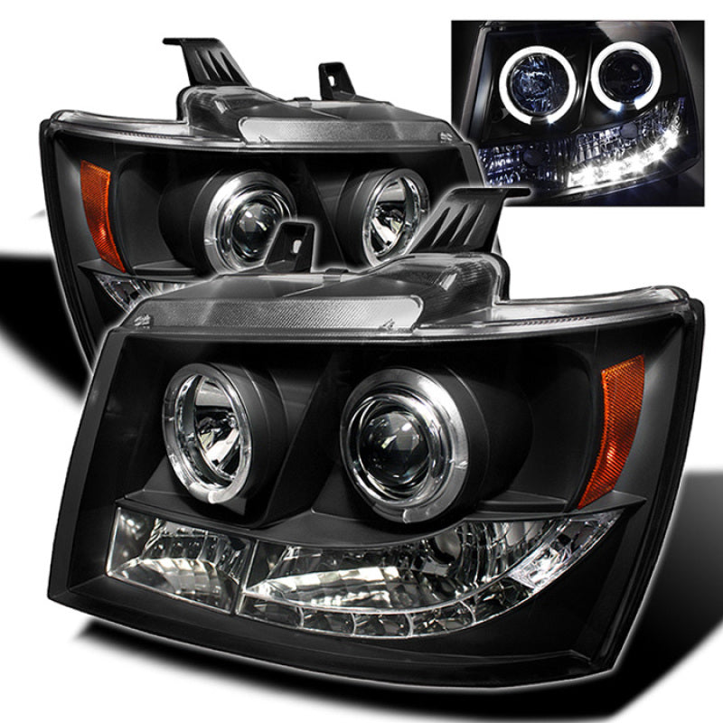 Spyder Chevy Suburban 1500 07-14 Projector Headlights LED Halo LED Blk PRO-YD-CSUB07-HL-BK - 0