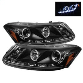Spyder 08-12 Honda Accord No Crosstour 4Dr Proj Headlights- LED Halo DRL Blk PRO-YD-HA08-4D-HL-BK - 0