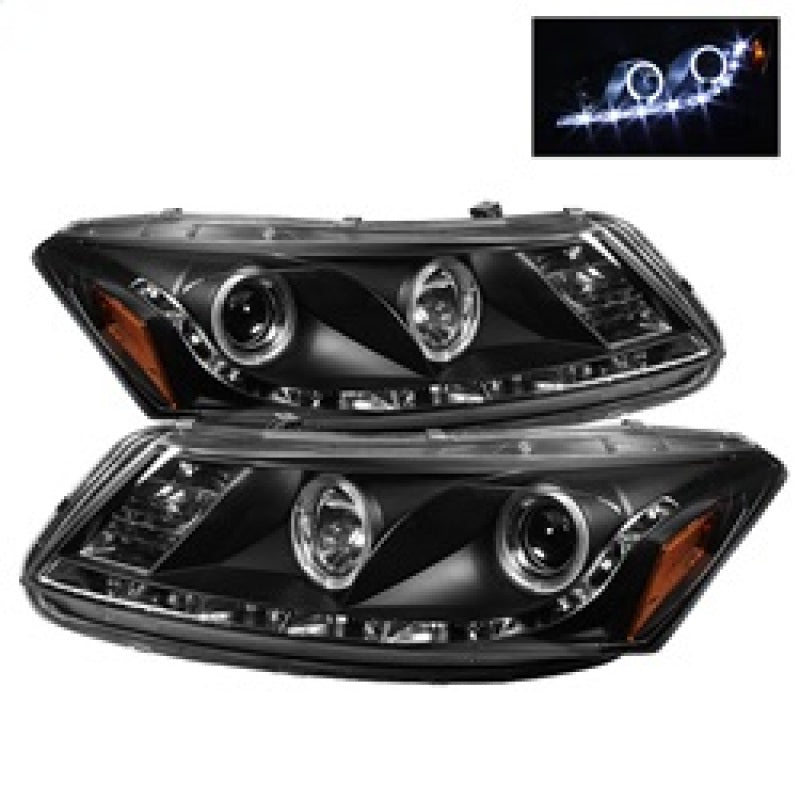 Spyder Honda Accord 08-12 4Dr Projector Headlights- LED Halo DRL Blk PRO-YD-HA08-4D-HL-BK - 0