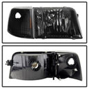 xTune Ford Ranger 93-97 Crystal Headlights w/ Corner Lights 4pcs Sets Black HD-JH-FR93-SET-BK-10