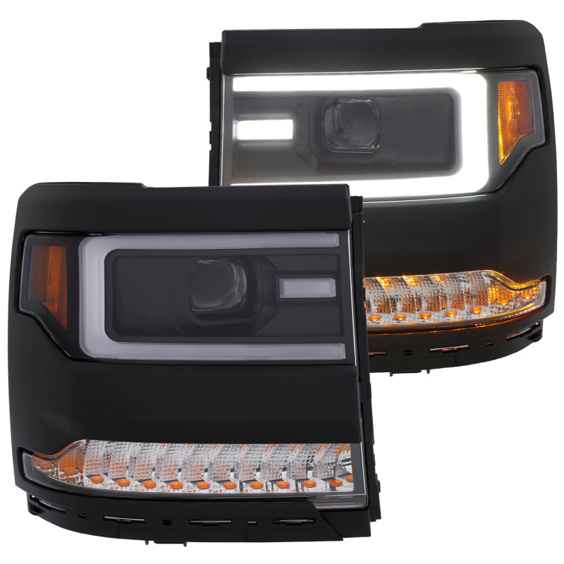 ANZO 16-17 Chevy Silverado 1500 Prjctr. Headlight Plank Styl. w/Amber (Only Work w/HID Equip. Truck) - 0