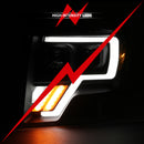 ANZO 2009-2013 Ford F-150 Projector Light Bar G4 Switchback Headlights Black Amber-3