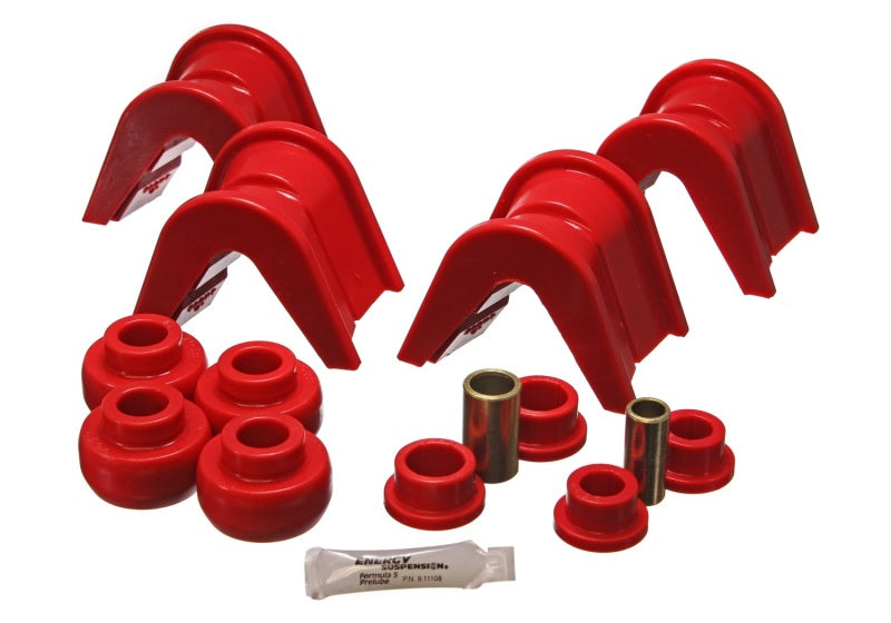 Energy Suspension 76-77 Ford Bronco/66-72 F-100/F-150 Red 4 Deg Offset Complete 14 Pc C-Bushing Set - 0