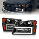 ANZO 04-12 GM Colorado/Canyon/I-Series Crystal Headlights - w/ Light Bar Black Housing 4pcs-2