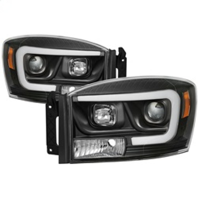 Spyder Dodge Ram 1500 06-08 V2 Projector Headlights - Light Bar DRL - Black (PRO-YD-DR06V2-LB-BK) - 0