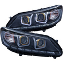 ANZO 2013-2015 Honda Accord (4dr ONLY) Projector Headlights w/ U-Bar Black-3