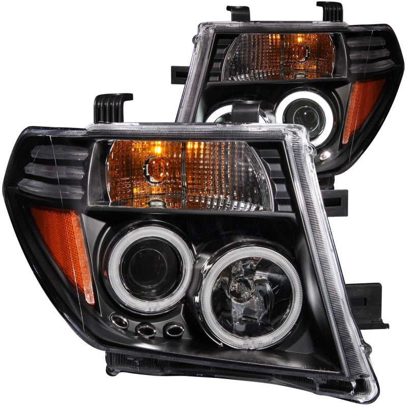 ANZO 2005-2008 Nissan Frontier Projector Headlights w/ Halo Black - 0