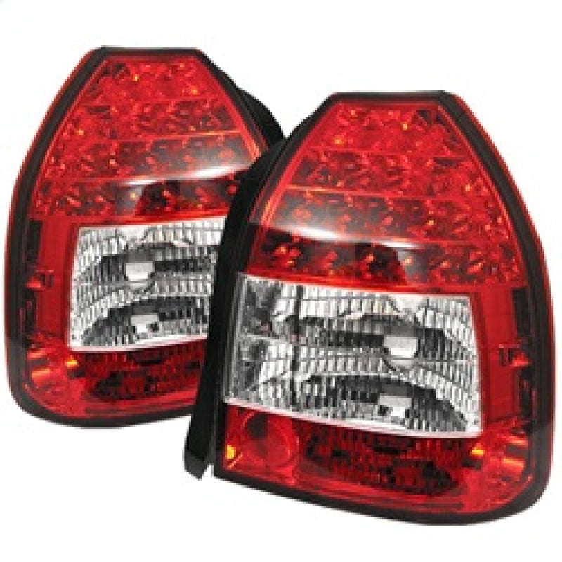 Spyder Honda Civic 96-00 3DR LED Tail Lights Red Clear ALT-YD-HC96-3D-LED-RC - 0