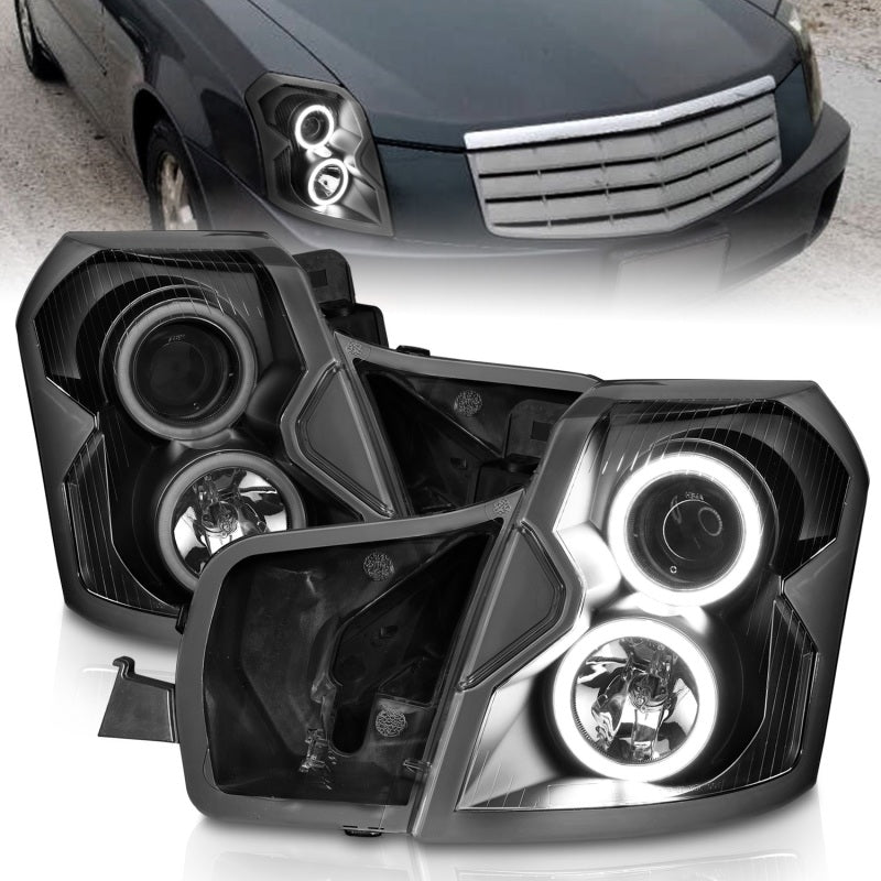 ANZO 2003-2007 Cadillac Cts Projector Headlights w/ Halo Black (CCFL) - 0