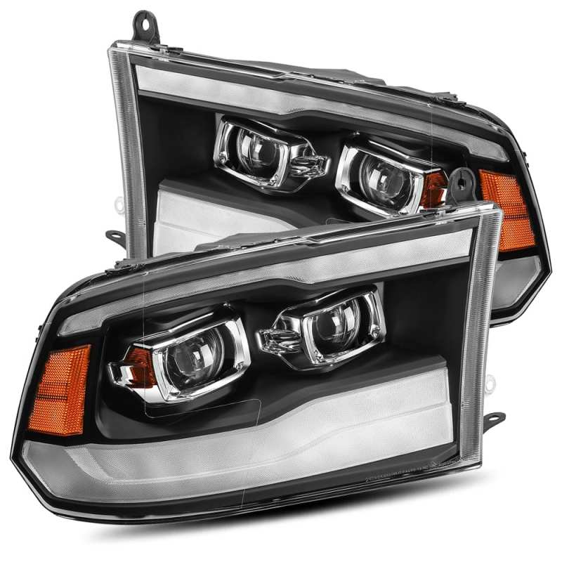 AlphaRex 09-18 Dodge Ram 1500HD PRO-Series Projector Headlights Plank Style Black w/Seq Signal/DRL - 0