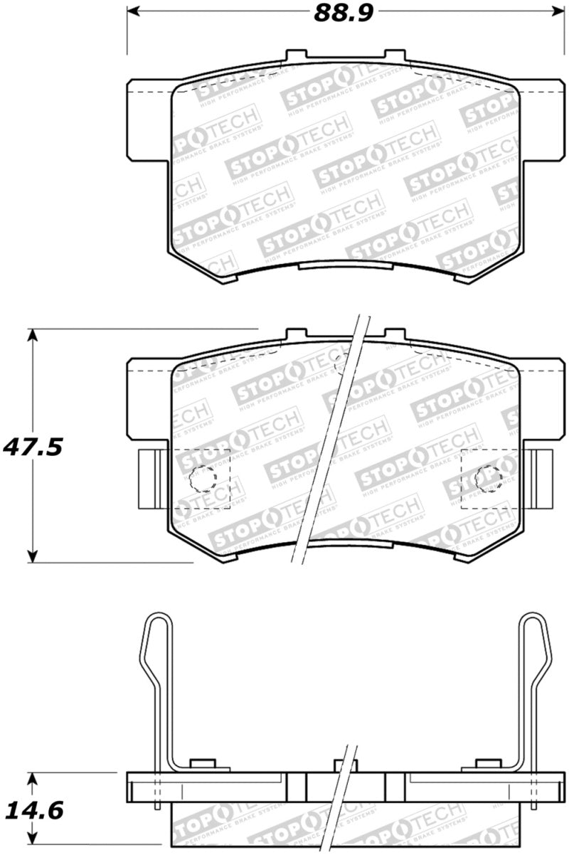 StopTech Performance 2000-2009 Honda S2000 Rear Sport Brake Pads - 0