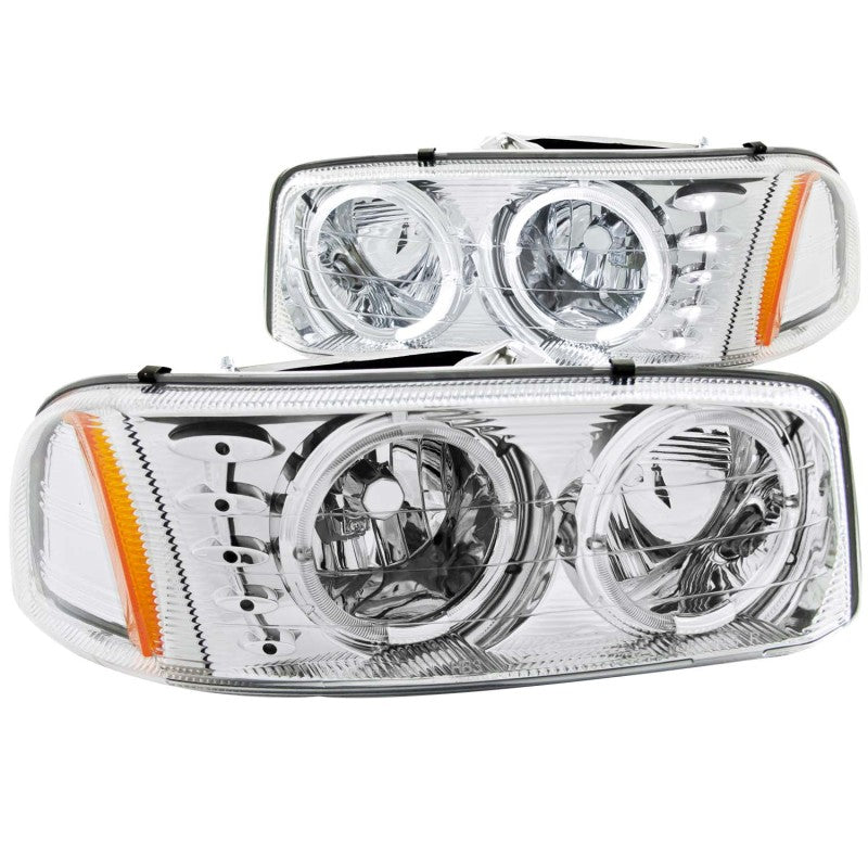 ANZO 1999-2006 Gmc Sierra 1500 Crystal Headlights w/ Halo and LED Chrome - 0