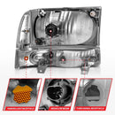ANZO 2000-2004 Ford Excursion Crystal Headlights Black-7