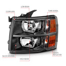 ANZO 2007-2013 Chevrolet Silverado Crystal Headlights Black-9
