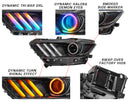 Oracle 15-17 Ford Mustang Dynamic RGB+A Pre-Assembled Headlights - Black Edition - ColorSHIFT-21