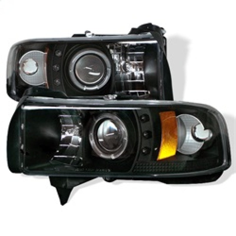 Spyder Dodge Ram 1500 94-01 94-02 Projector Headlights LED Halo LED Blk PRO-YD-DR94-HL-AM-BK - 0