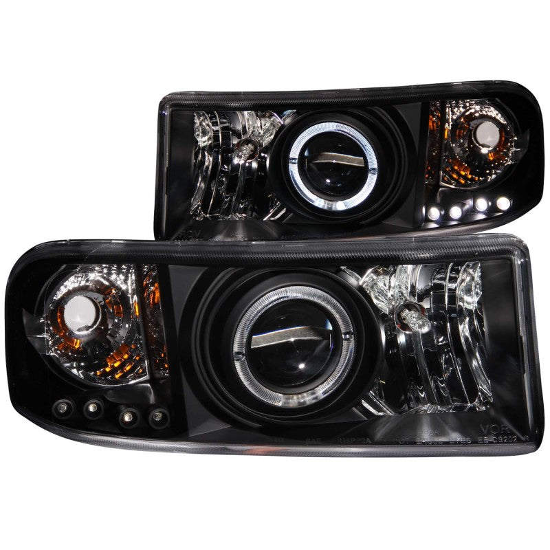 ANZO 1994-2001 Dodge Ram Projector Headlights w/ Halo Black - 0