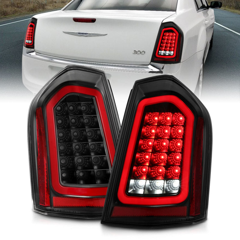 ANZO 11-14 Chrysler 300 LED Taillights Black w/ Sequential - 0