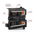 ANZO 19-22 Chevrolet Silverado 1500 LED Proj HL w/Lgt Bar SwBk Seq. Blk w/In. Light - Driver Side ON-10