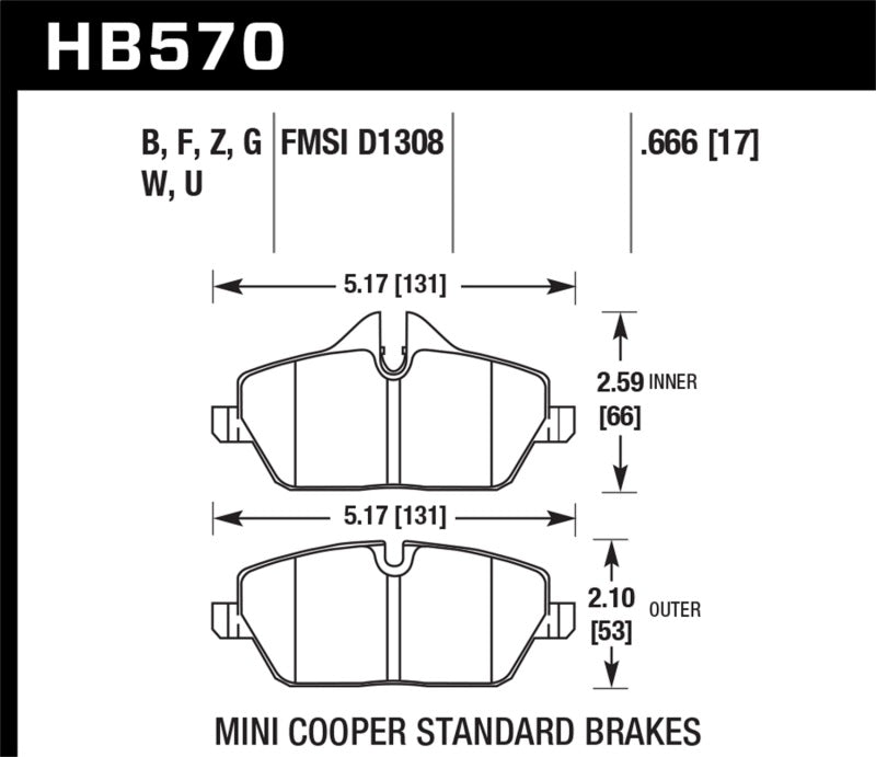 Hawk 08 Mini Cooper D1308 DTC-60 Race Front Brake Pads - 0