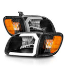 ANZO 00-04 Toyota Tundra (Fits Reg/Acc Cab Only) Crystal Headlights w/Light Bar Black w/Corner Light-7