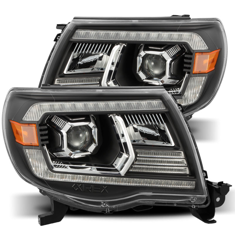 AlphaRex 05-11 Toyota Tacoma PRO-Series Projector Headlights Plank Style Design Black w/DRL - 0