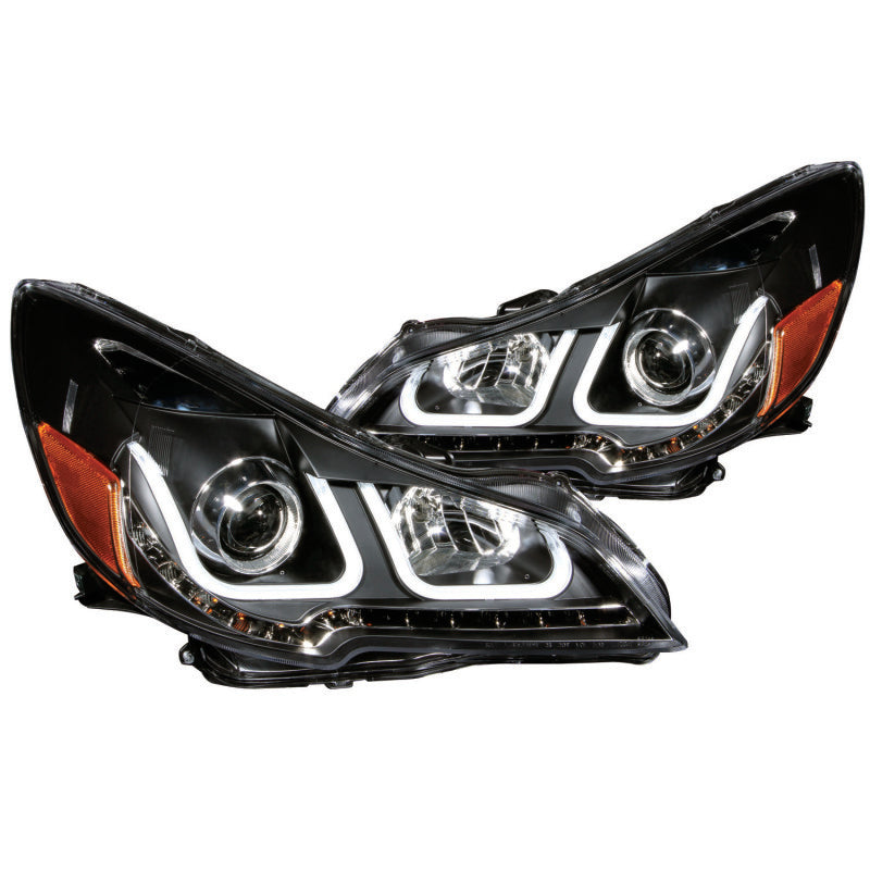 ANZO 2010-2014 Subaru Outback Projector Headlights w/ U-Bar Black - 0