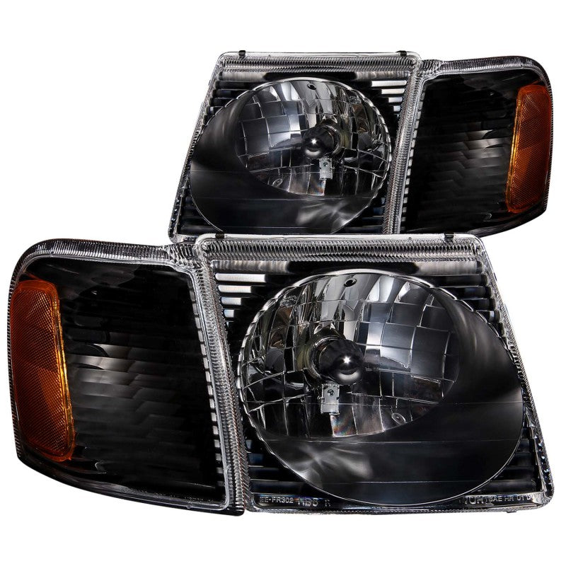 ANZO 2001-2005 Ford Explorer Crystal Headlights Black - 0