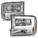 ANZO 99-04 Ford F250/F350/F450/Excursion (excl. 99) Crystal Headlights - w/ Light Bar Chrome Housing-7