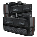 xTune GMC Yukon 92-93 Crystal Headlights w/ Corner & LED Bumper Smoke HD-JH-GMCCK88-LED-AM-SM-SET-2