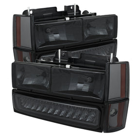 xTune GMC Yukon 92-93 Crystal Headlights w/ Corner & LED Bumper Smoke HD-JH-GMCCK88-LED-AM-SM-SET - 0