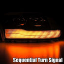 AlphaRex 09-18 Dodge Ram 1500HD PRO-Series Proj Headlights Plank Style Black w/Seq Signal/Smoked DRL-7